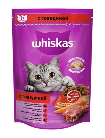 whiskas корм для кошек подушечки с паштетом говядина 350 г 