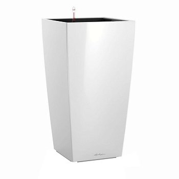 Кашпо Кубико 22 Белое с системой автополива 22*22*41 см Лечуза