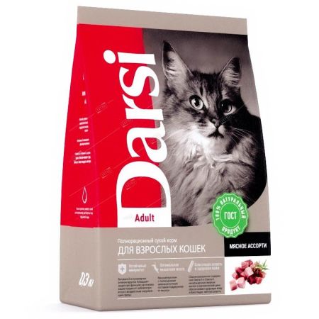 дарси корм сухой для кошек adult мясное ассорти, 0,3 кг