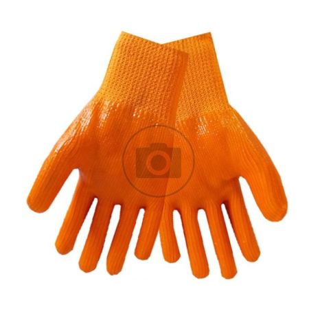 Перчатки акриловые утепленные облив ПВХ, оранжевые, Praktische Home G-128 (Д1181)