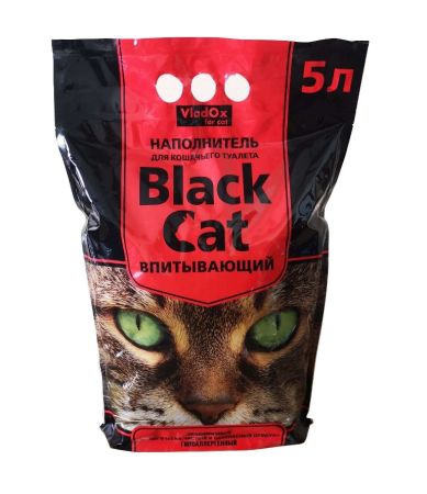 наполнитель впитывающий black cat для кошачьего туалета, с ароматом лаванды, 5л, vladox
