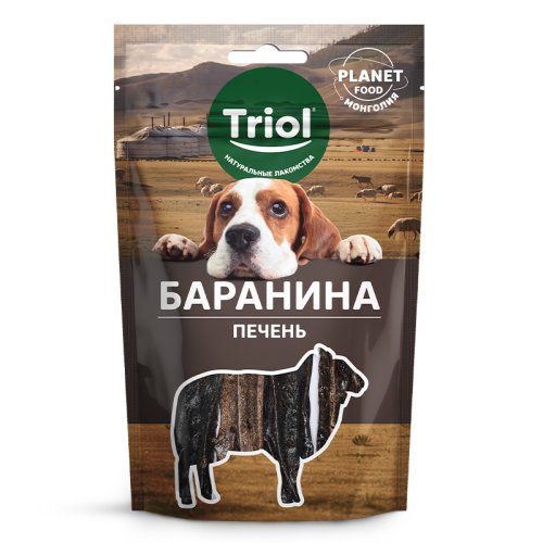 лакомство для собак local food печень баранья, 50г, triol 