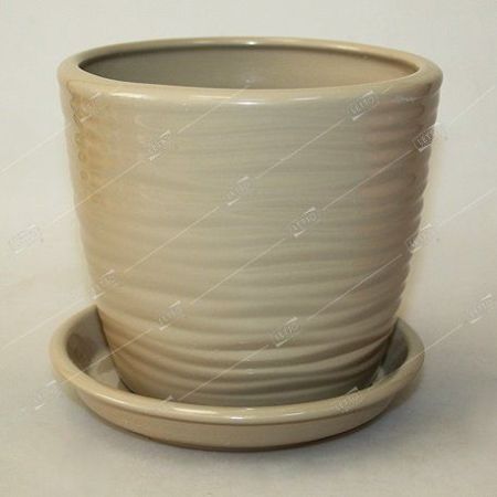 Горшок керамический Грация волна №1 глянец капучино 7.0л