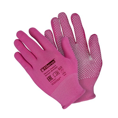 Перчатки полиэстер ПВХ-точка "Микроточка", розовый цв, 9(L) Fiberon (12) PR-PVC523 (33677)