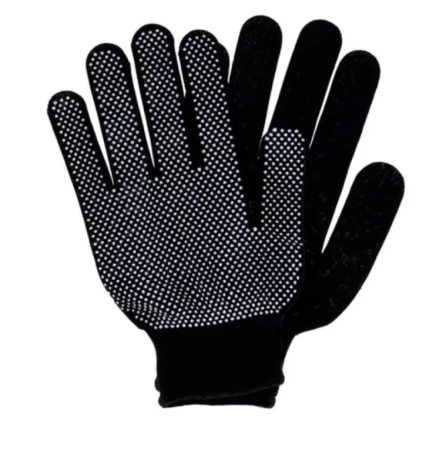 Перчатки нейлоновые с ПВХ-покрытием "Микроточка", черные, Praktische Home G-104 (П1480)