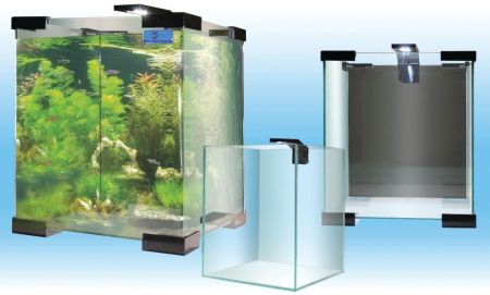 аквариум нео-куб 18л, 250*250*300мм (led-светильник, покрывное стекло, декор. уголки верх-низ), комплект (а)