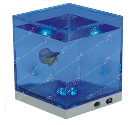 аквариум для петушка с подсветкой 1,2л 17,7*10,3*16,2см, na-1 black вывод