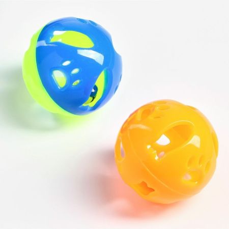 набор из 2 шариков-погремушек "рыбки и лапки" диаметр 3,8см желто-синий/оранжевый, пижон