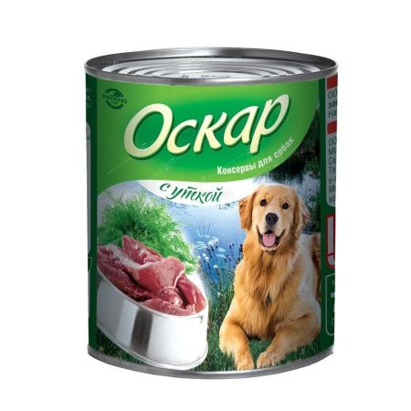 оскар корм для собак утка 750г консервы