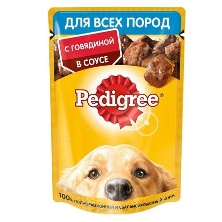 pedigree корм для взрослых собак с говядиной в соусе 85г 