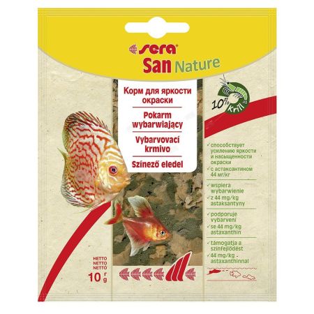 сера корм для рыб основной в хлопьях san nature 10 г (пакетик) (улучшает окраску) (s0242) 