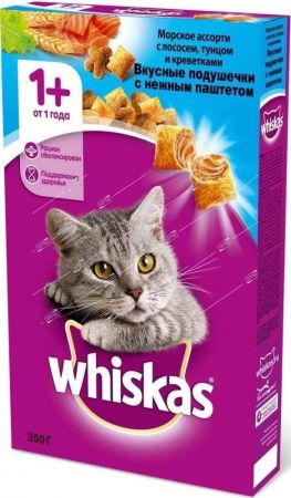 whiskas корм для кошек подушечки с паштетом лосось 350г