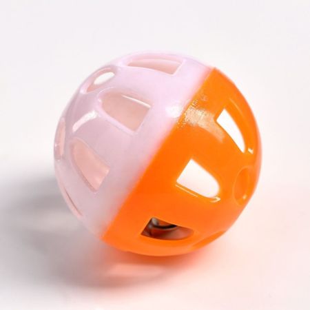 шарик для кошек с бубенчиком "луна" 3,8см оранжевый/белый, пижон