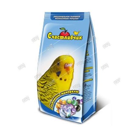 счастливчик корм для волнистых попугаев рациональное питание витамины,минералы 350г