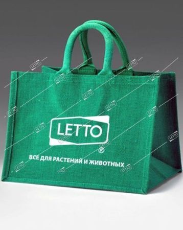 Сумка хозяйственная из ламинированной джутовой ткани с логотипом LETTO 