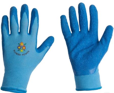 Перчатки хозяйственные нейлон с каучуковым покрытием голубые XL , LIST'OK LR300B  (12)