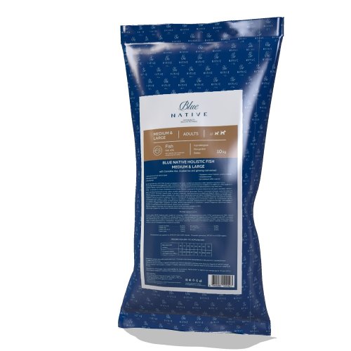 корм для для собак средних и крупных пород рыба 10кг blue native 