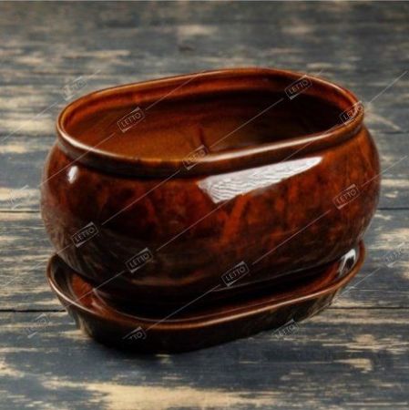 Горшок керамический Танго №2 коричневый h-14,5 см d-20*15 см 3,65л 1 сорт, Тамбовская керамика