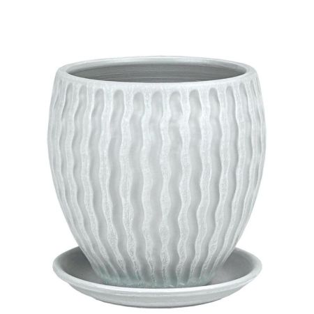 Горшок керамический Мане Конус бело-серый 1,5л d15см h14,5cм Сады Аурики 