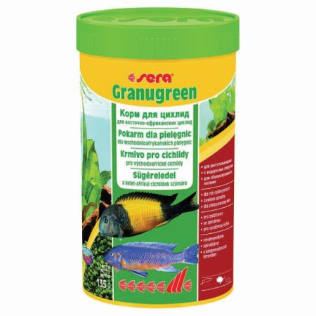 sera корм для растительноядных цихлид granugreen, основной в гранулах, 250мл, 135г