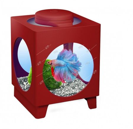 аквариум tetra betta projector 1,8л бордовый 