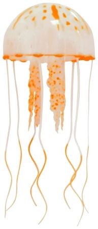 декор медуза из силикона для аквариума, плавающая, оранжевый, 10*20см, ym-1501o
