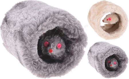 игрушка для кошек "тоннель"в комплекте с игрушкой "мышь" текстиль 10*9.5*10  купман