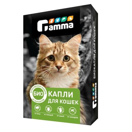 биокапли для кошек от внешних паразитов, 1 пипетка по 1мл, gamma