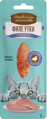 деревенские лакомства для кошек филе утки нежное, 10г