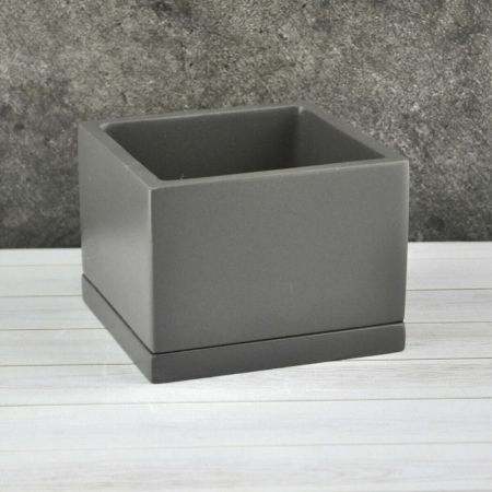 Горшок бетонный Низкий графит 0,6л 12*12см h9cм Сады Аурики NK50/6