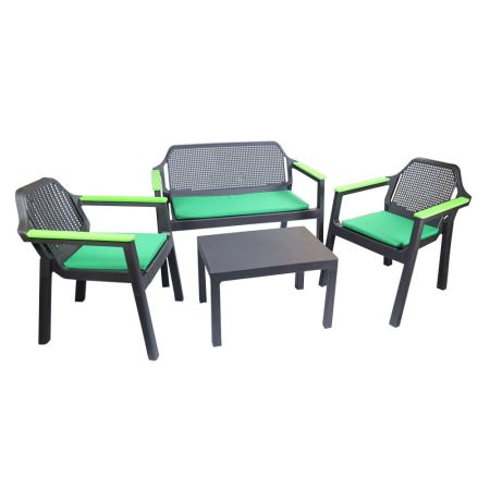 Набор садовой мебели EASY COMFORT color (2 кресла, диван, стол), венге/зеленый