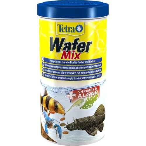 корм для всех донных рыб со спирулиной и креветками tetra wafer mix, пластинки, 1л