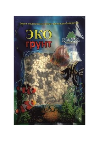 мраморная крошка для аквариума 2-5мм черно-белая (блестящая) №1 1кг, медоса