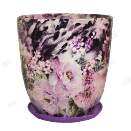 Горшок керамический Нова цветы на фиолетовом d16см h16.5см