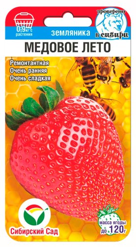 Клубника ремонтантная Медовое лето, семена Сибирский сад 5шт