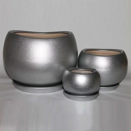 Горшок керамический Адель №3 серебро h-12см d-13см 1,2л 1 сорт Тамбовская керамика