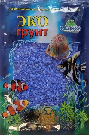 мраморная крошка для аквариума 2-5мм синяя (блестящая) 1кг, медоса 500031
