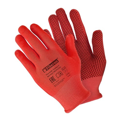Перчатки полиэстер ПВХ-точка "Микроточка", красный цв, 9(L) Fiberon (12) PR-PVC523 (33674)