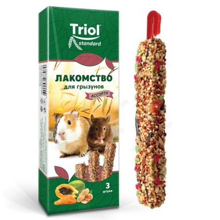 лакомство тriol standard для грызунов ассорти (с фруктами, овощами и орехами) 75г, triol