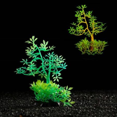 растение искусственное аквариумное аквариумное, светящееся, 10 см, зелёное, пижон аква
