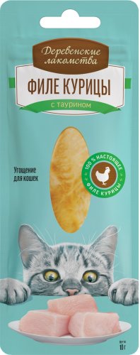 деревенские лакомства для кошек филе курицы нежное, 10г