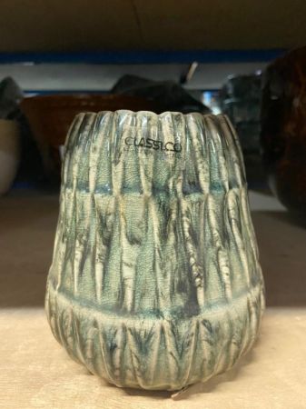 Кашпо-ваза керамика Vase Basil vintage green винтажный зеленый d15,5см h20cm 