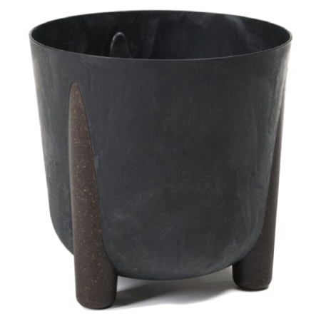 Кашпо пластик FRIDA ECO recycled beton, на ножках, черный бетон, 34*32см, 19,4л, Lamela
