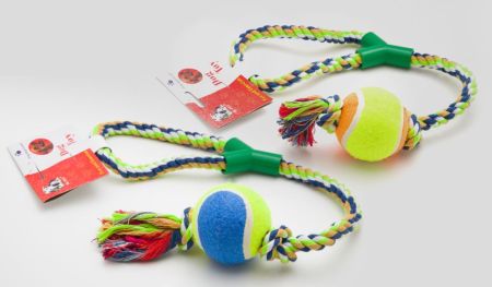 игрушка для собак канатная с тенисным мячом, 53см