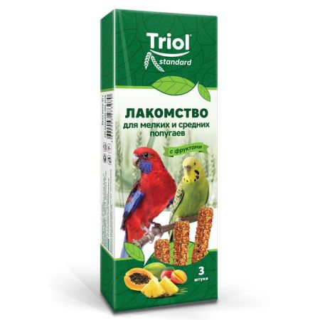 standard для мелких и средних попугаев с фруктами (уп. 3 шт), 80г, 50161007, triol  
