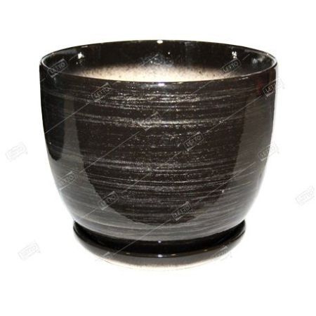 Горшок керамический Барилка черный с серебр потертостью d16см h13см 