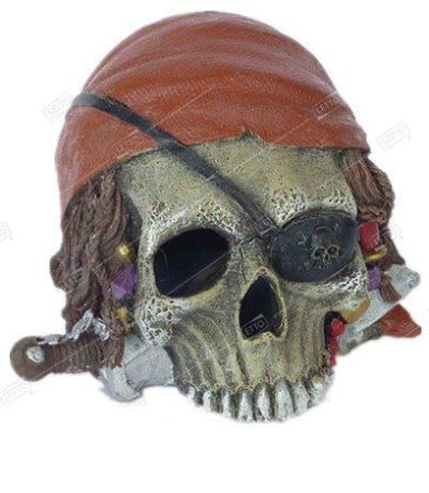 грот для аквариума череп пирата 10*9*7 sk-030 вывод