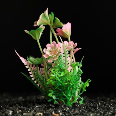растение искусственное аквариумное 3*9см, розово-зелёное, 1 шт, пижон аква