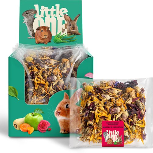 лакомство little one для декоративных животных цветы и лепестки, пакет 20г