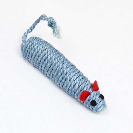 игрушка сизалевая "длинная мышь" 14,5см синяя, пижон